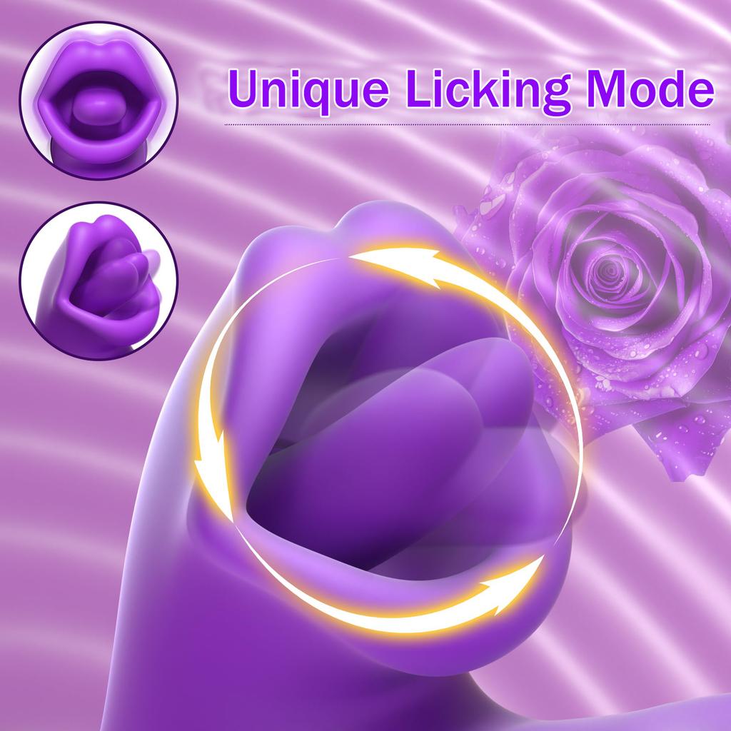 Vibrators Sex Toys for Women, Tongue Dildo Vibrator with 7 Licking & Flapping Modes,Rose Sex Toy G Spot Vibrator Clit Stimulator