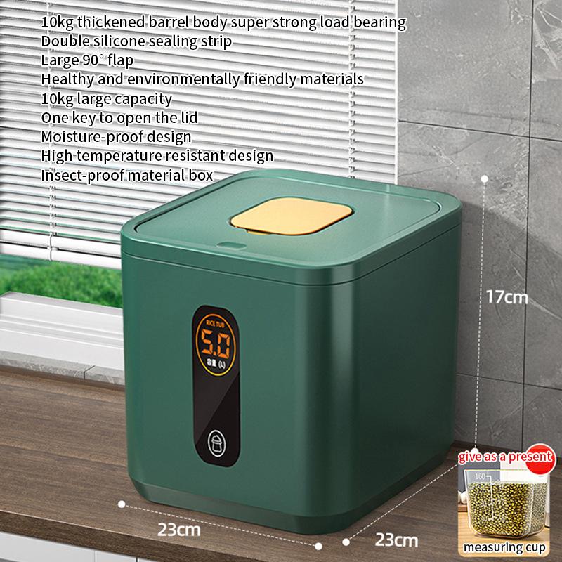 New 5KG Modern and Fresh Design Plastic Rice Storage Box Insect Proof Cereal Storage box for Food Use Sending measuring cups зелёный 6540₽