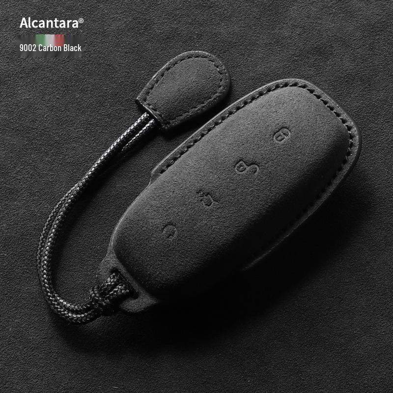 Full-Coverage Suede Key Case for BYD D9, N7, N8, and X with Side Snap Button