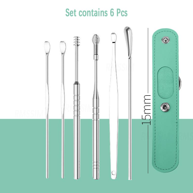 Ear Cleaner Set Earpick Ear Wax Remover Ear Spoon Curette Ear Cleaning Spiral Earpick Easy Earwax Removal Ear Cleaner Kit Gadget