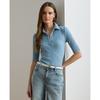 Lauren Ralph Lauren Rib Knit Elbow Sleeve Polo Tee Wmlrknis5020152400
