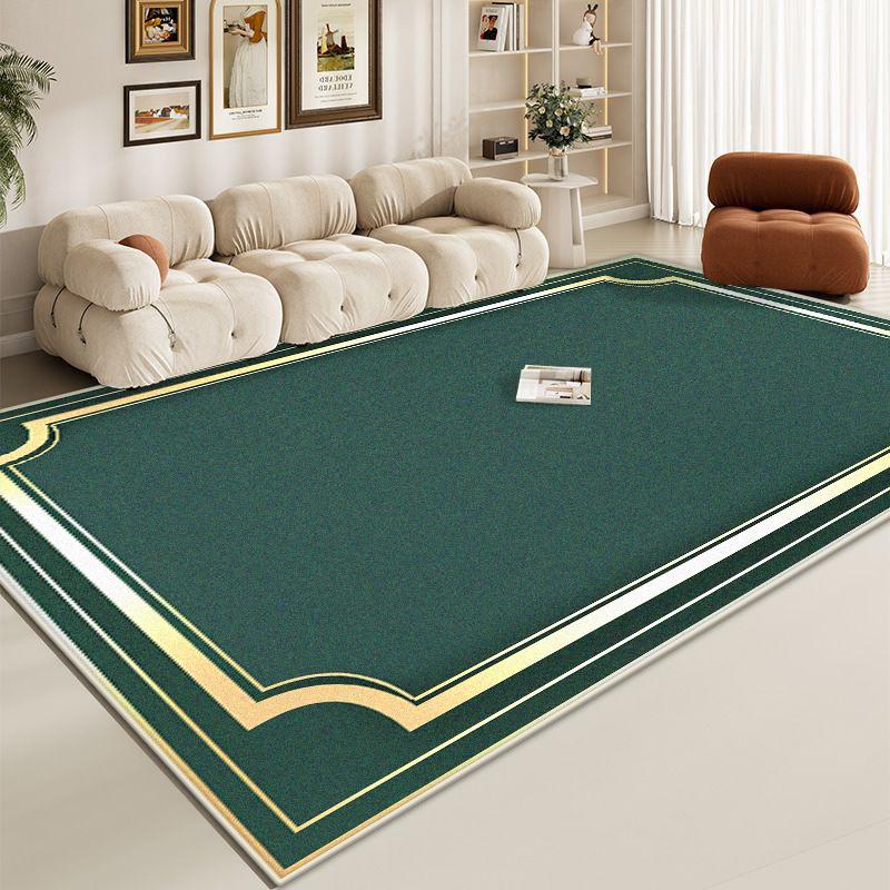 Luxury Green Large Living Room Rug Golden Border Antiskid Room Decoration Home Mats Soft Fluffy Lounge Carpet Machine Washable