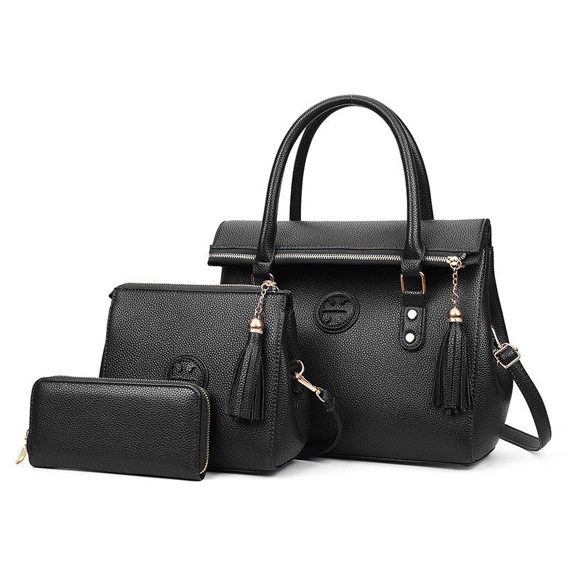 Cowhide Pattern Handbag, New Tassel Mother and Child Bag, Large Capacity, Premium Rivet Shoulder Bag, Messenger Bag, Fashionable Wallet.