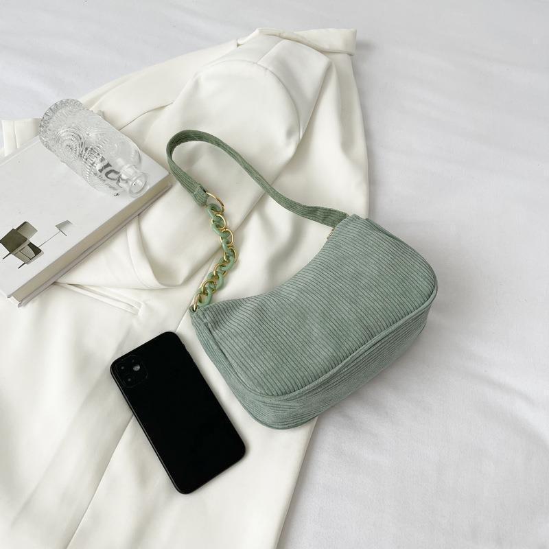 Koreanische Version Stoffbeutel einfach lässig Streifen Flanell Schulter Damen Tasche einfarbig Mini Umhängetasche tragbare Canvas Tasche
