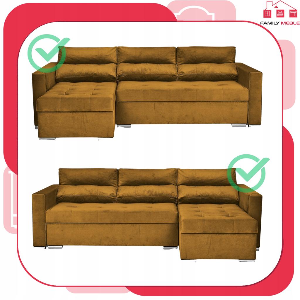 Varius Corner Sofa Bed with Sleeping Function Family Furniture Cornea Golden Yellow