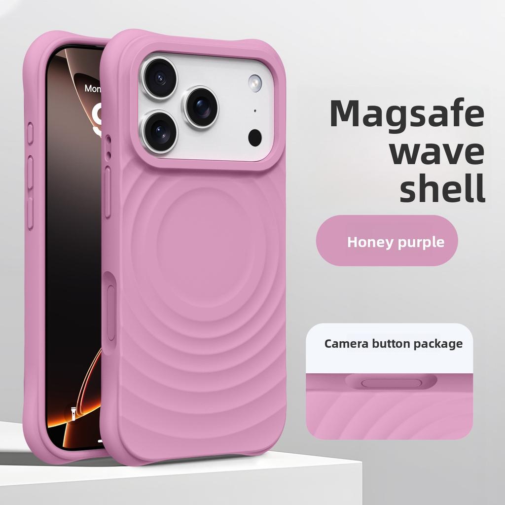 Capa Líquida de Silicone Magnética, Ondulada, para iPhone 17, Cobertura Total com Toque de Pele, Capa Protetora para Apple 16 Pro Max