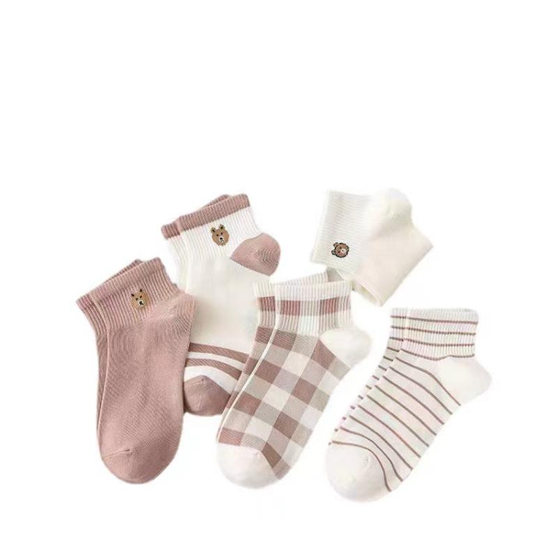 

5 пар милых носков с принтом, удобные и мягкие спортивные носки до щиколотки, женские чулки и носочно-чулочные изделия Single code