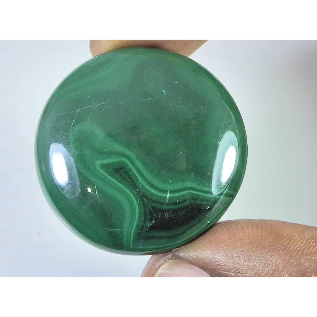 32X32X05 MM Natural Green Malachite Round Cabochon Loose Gemstone 76Cts. C-1669