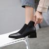 Women's Ankle Boots Leather Black Booties Fur Pointed Toe Female Short Shoes Elastic Comfortable and Elegant Goth Hot New in Y2k