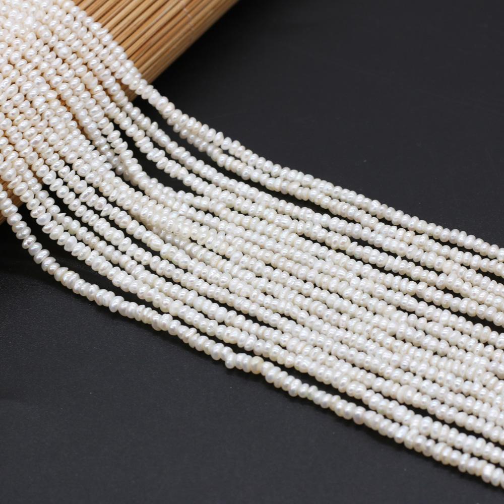 1String, Potato Shape Pearls, 3-3.5mm, White Natural Freshwater Pearl Beads for Jewelry Making DIY Supplies, Women's Craft Gifts 36cm
