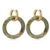Natural Gemstone Woman Earrings Oversized Hoop Stainless Steel Earrings Wedding Party Jewelry Gifts Women's Fine Jewelry