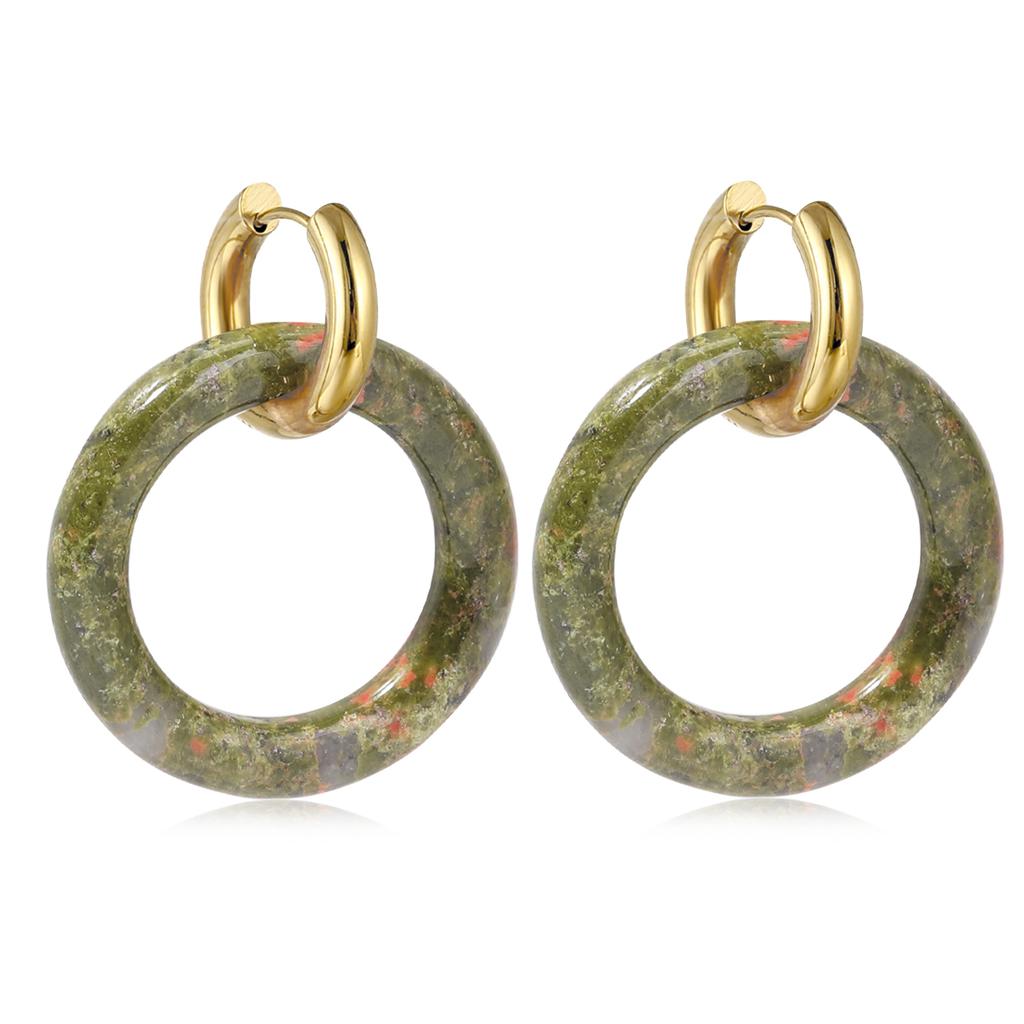 Natural Gemstone Woman Earrings Oversized Hoop Stainless Steel Earrings Wedding Party Jewelry Gifts Women's Fine Jewelry