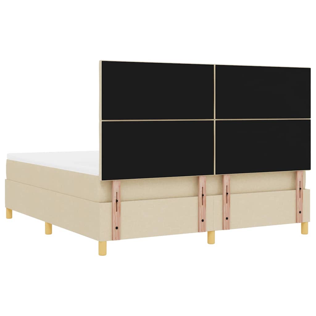 Boxspring Bed with Headboard Cream 180 x 200 cm Fabric