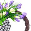 Tulip Spring Wreath Artificial Flower Wall Hanging Ornament, Wedding Front Door