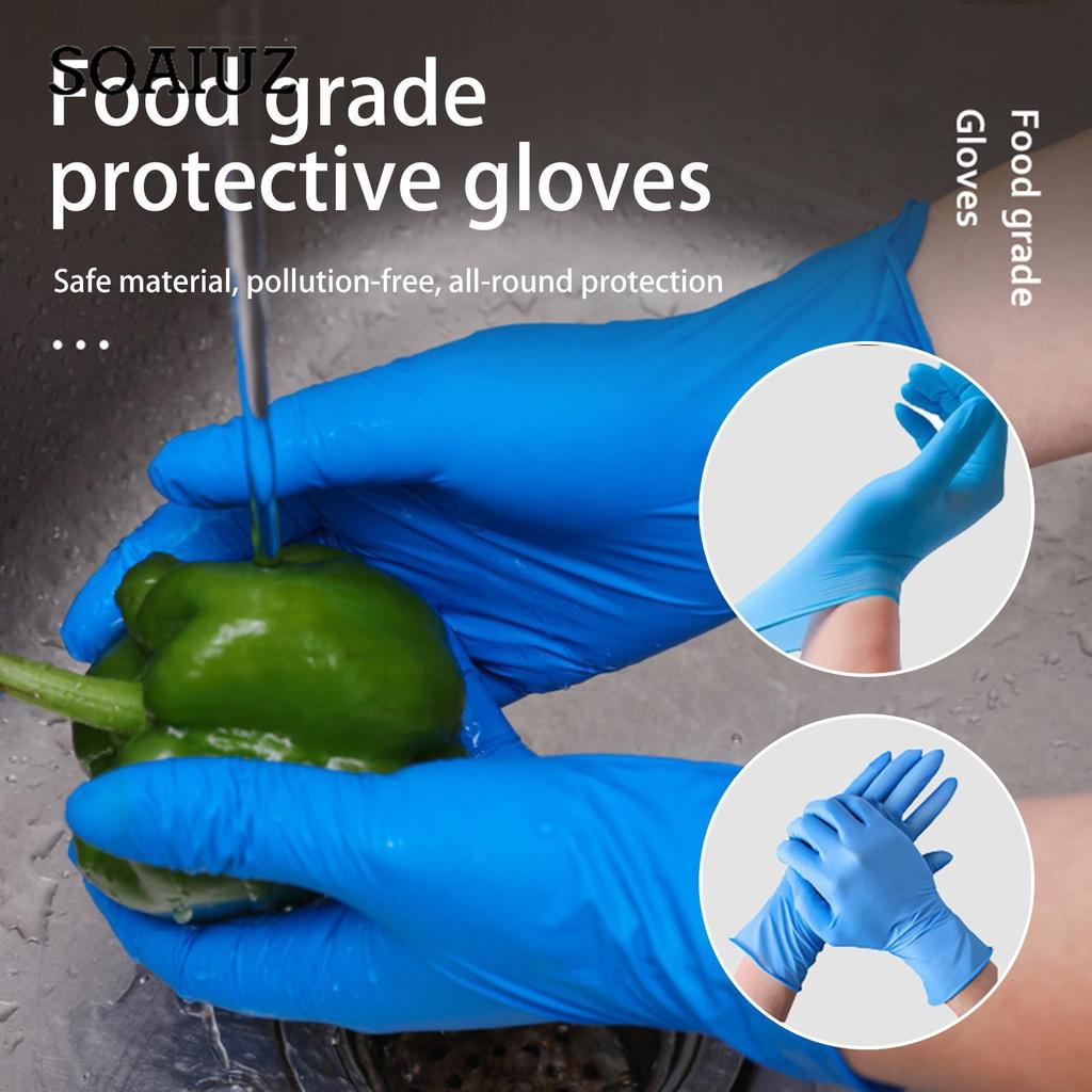 50Pcs/set Disposable Rubber Gloves PVC Composite Thickened Blue Nitrile Hygienic Acid- Resistant Food Emulsion