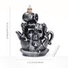 Backflow Resin Skull Incense Burner Halloween Skull Teapot Ornament Waterfall Backflow Incense Burner Home Fragrance Home Decor