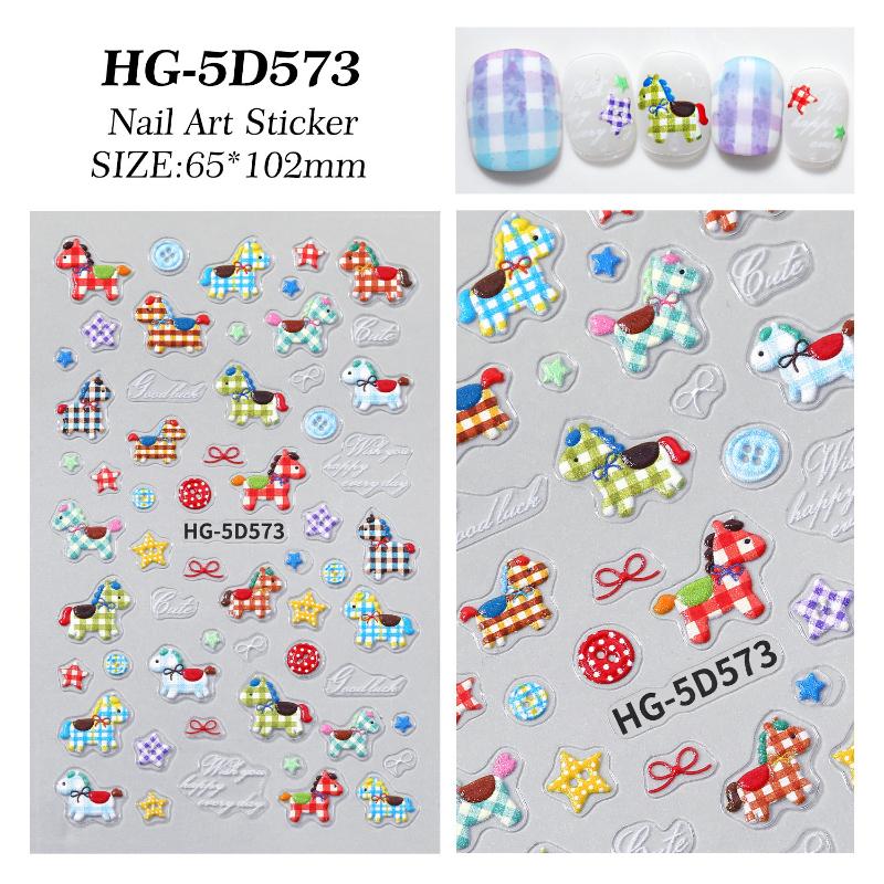 Милый Мультяшный Цветной Стильный Конь Наклейка для Маникюра Самоклеящаяся Декаль для Маникюра Наклейка на Ноготь Украшение для Маникюра Для Девочек A2
