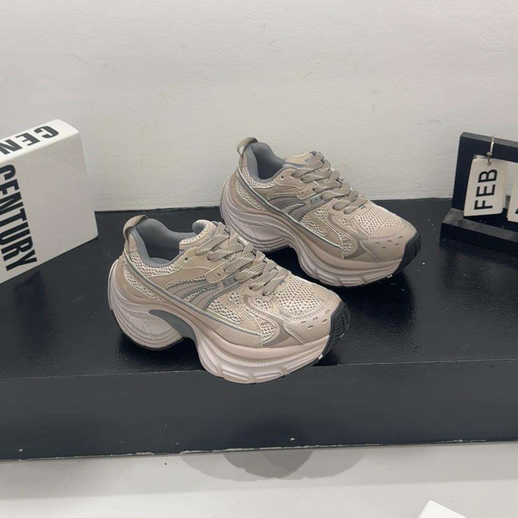 European Thick-soled Heightening Casual Shoes Women's Shoes 2025 Spring New Versatile and Thin Muffin Bottom Sports Dad Shoes Tide