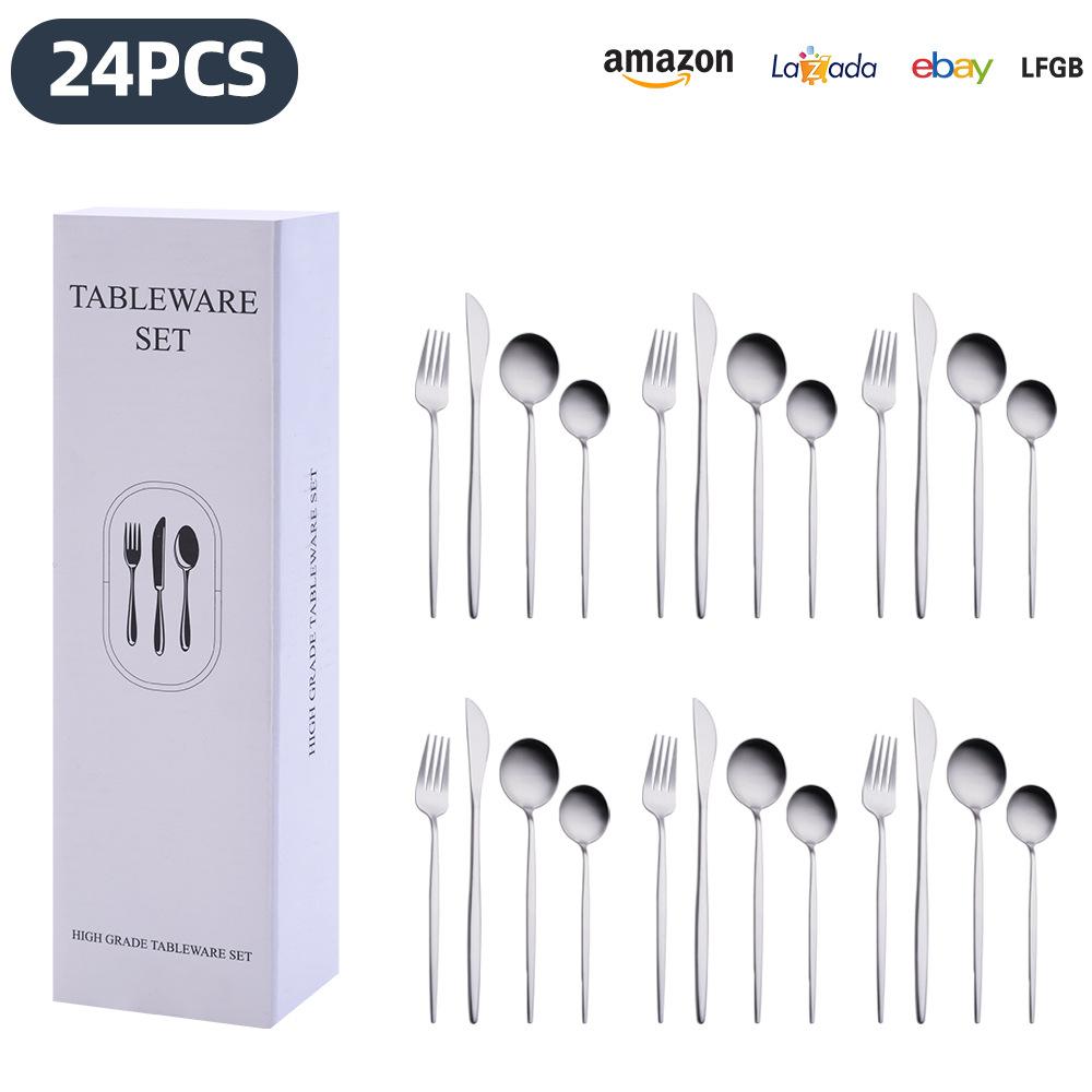 25 Years of New Stainless Steel Tableware Set, Tableware Portuguese Knives, Forks and Spoons 24-piece Gift Box Set
