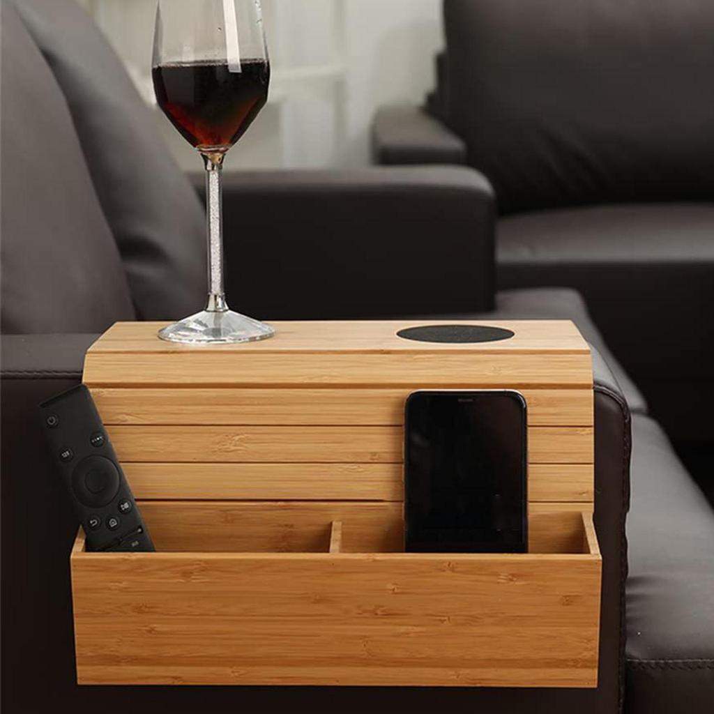 Couch Cup Holder Sofa Armrest Organizer Wood Furniture Storage Bag Phone Remote Control Home with