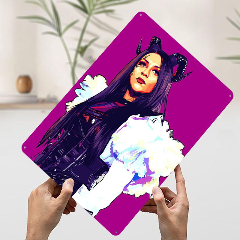 Stephanie Vaquer Pop Art Printed Poster Customized Wall Art Retro Vintage Metal Tin Signs for Home Decoration Aesthetic House