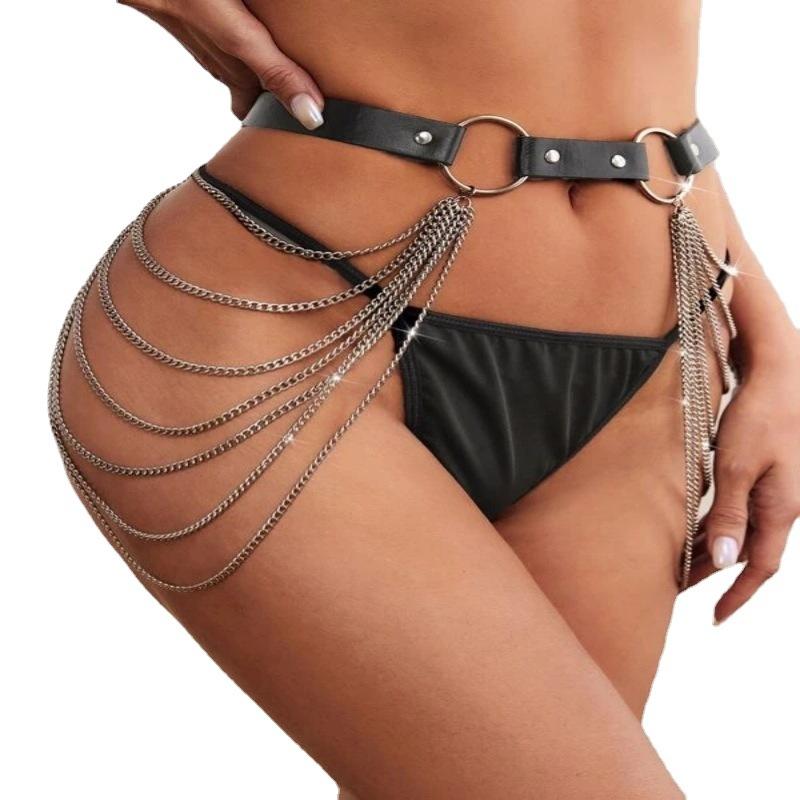 Versatile Adult Sexy Chain Jewelry Belt Leather Restraints Fashionable Adult Bondage Gear for Women Spank Toy Sexy
