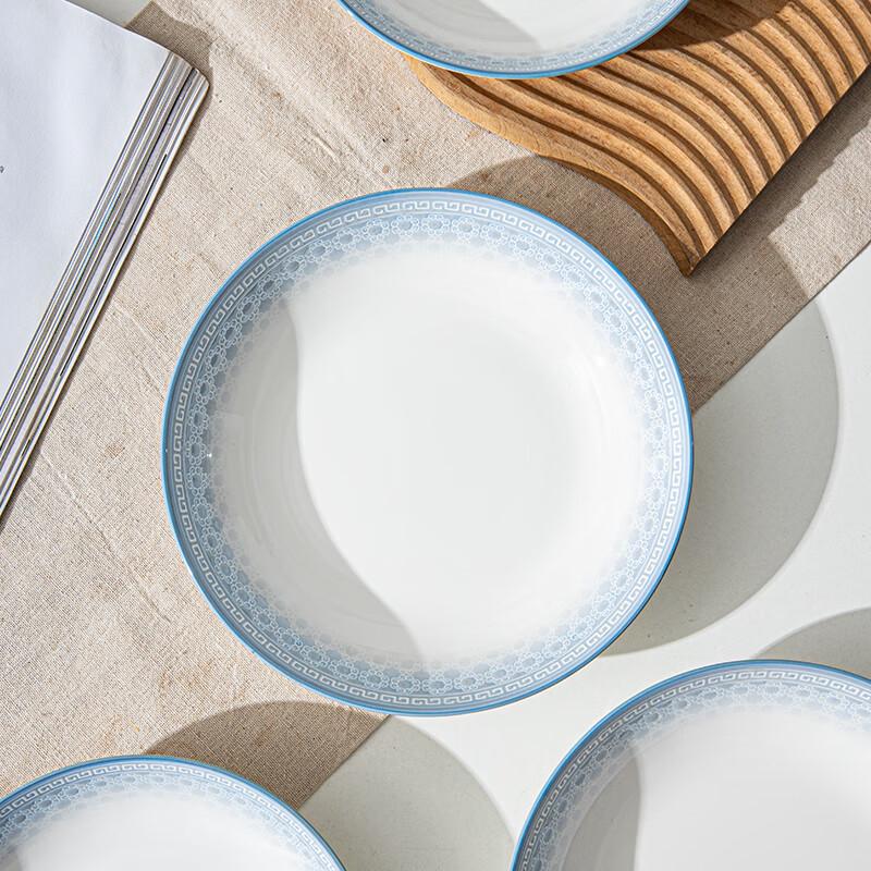 Lini'en Relief Underglaze Ceramic Dinner Plate Set
