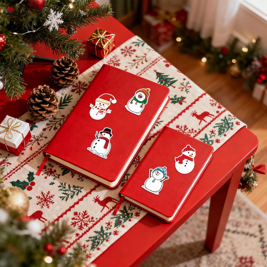 50 Pieces Winter Snowman Sticker Christmas Holiday Sticker For Card Making Decoration DIY Scrapbooking