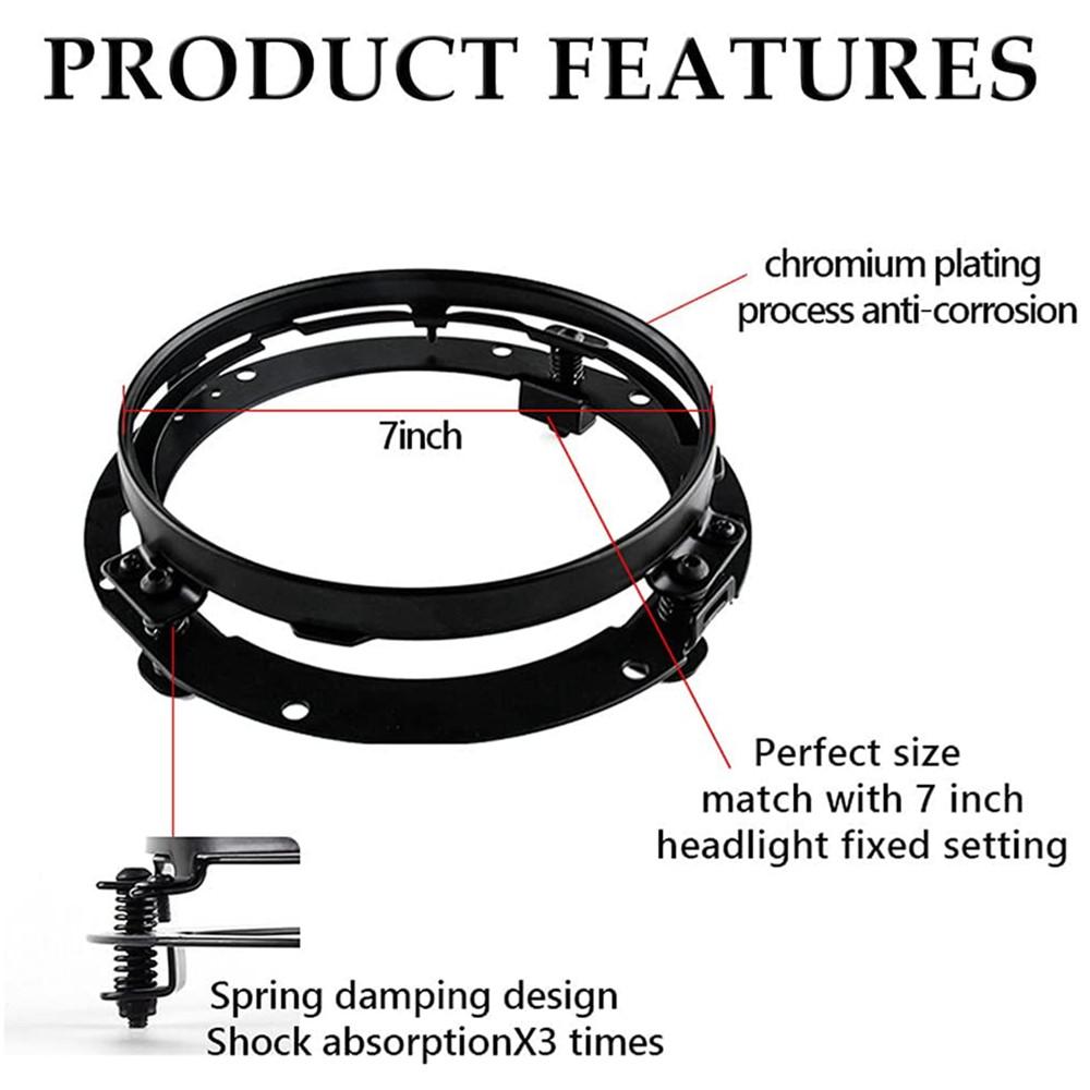 Black/Chrome 7" LED Headlight Mounting Bracket Ring Headlight Mount Lamp Holder Bracket For Wrangler JK Suzuki Samurai Car Motor