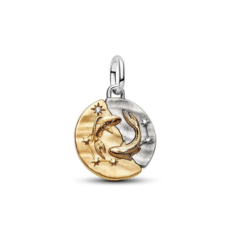 New 925 Silver Summer Coin Twelve Constellation Carving Hang Tag Charm Beads Suitable for Bracelets, Necklaces, Fashion Jewelry