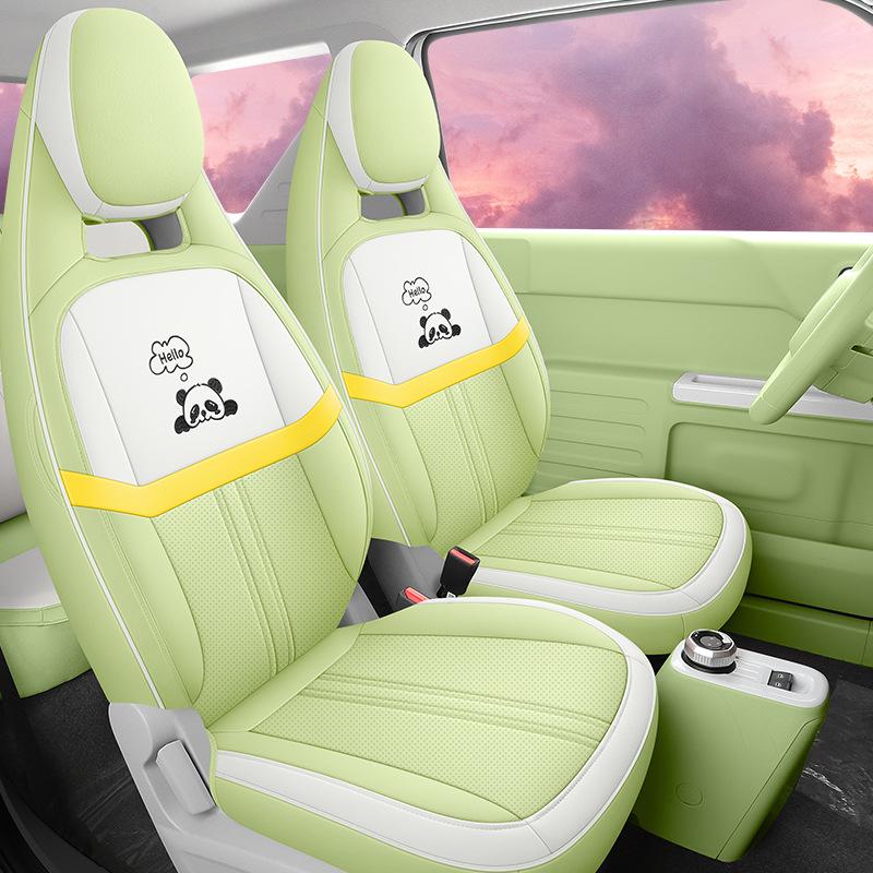 Panda Cartoon Leather Seat Covers for MINI - Full Wrap, All-Season, Cute Design