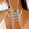 Summer Seaside Dopamine Vacation Style Soft Clay Plumeria and Starfish Beaded Woven Bracelet