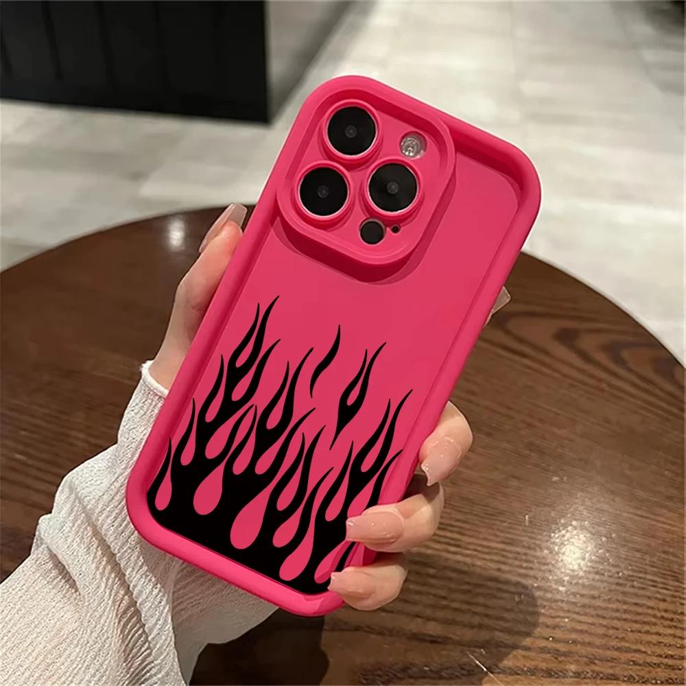 

Fashion Black Flame Silicone Phone Case For iPhone 17 16 Pro Max 15 Plus 14 13 12 11 17 Air 16E X XR XS Cover Soft Cover iPhone 15 Pro Max