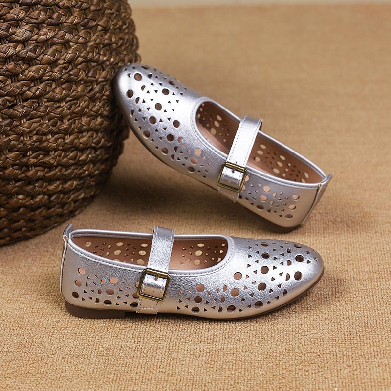 Fashion Summer Breathable Ballet Shoes Fashion Solid Colour Non-slip Hollow Out Flat Bottom Casual Slip On Loafers Sapatos Feminino