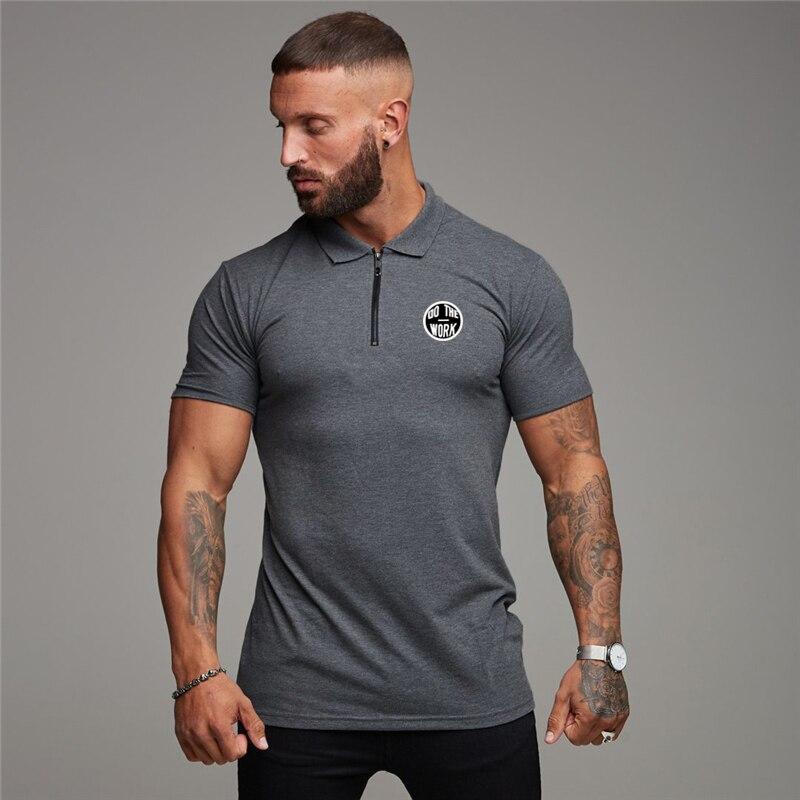 Muscleguys new England Style Fashion Cotton Fitness Polo T-Shirt comfortable Zip Polo Tees Brand soft Short Sleeve Gym Bodybuilding Clothing