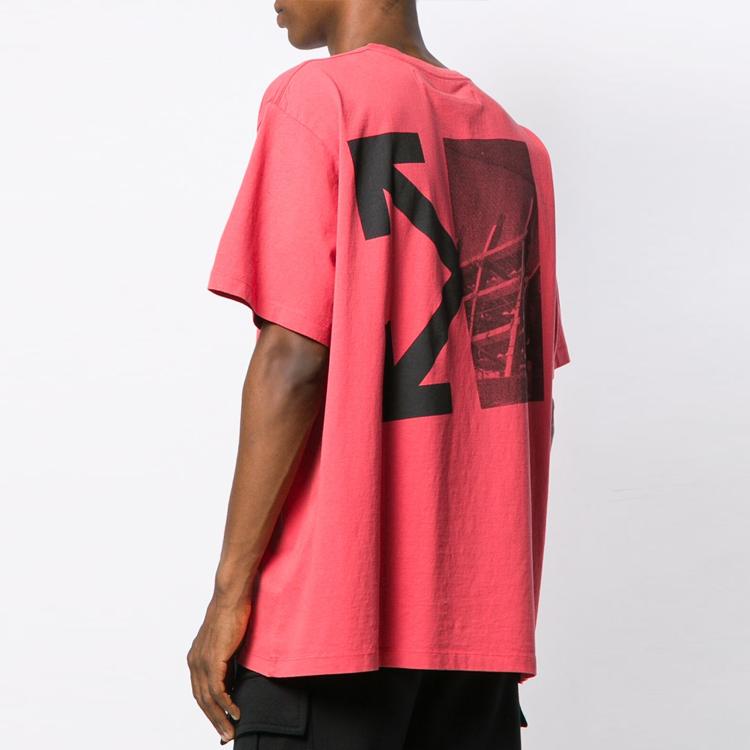 Off-White Split Arrow T-Shirt Red Men Tops OMAA038E191850102010