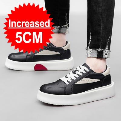 Summer Men Casual Elevator Shoes Head Layer Leather Shoes Invisible Increase 5CM Outdoor Leisure Non-slip Soft Not Tired Feet