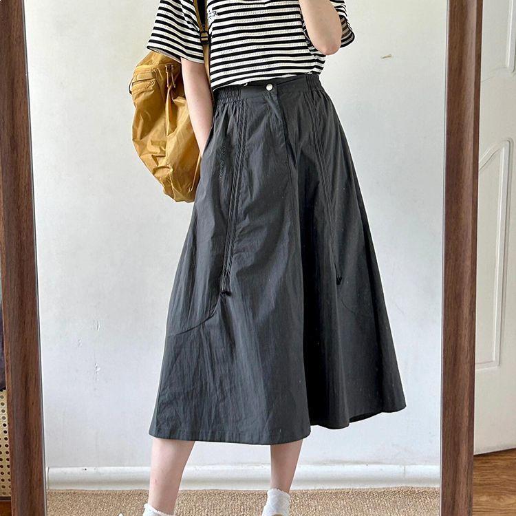 

American Bella Women s Plus Size A-Line High Waist Quick-Dry Summer Midi Skirt S (80-95 Jin) темно-сірий