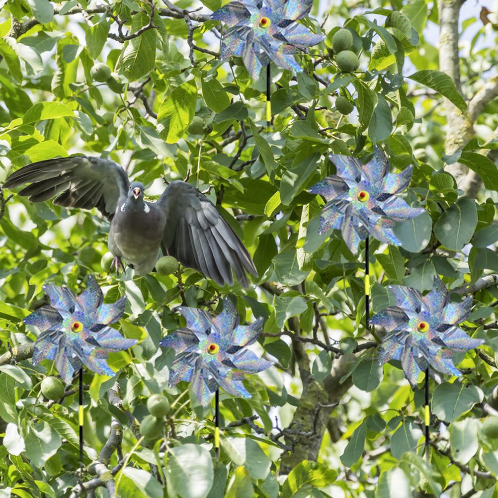 8Pcs Bird Repeller Pinwheel Reflective Garden Plant Flower Bird Repellent Windmill Garden
