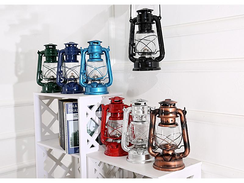 Vintage 25cm Mediterranean Hurricane Kerosene Lamp - Retro Decorative Hanging or Camping Lamp