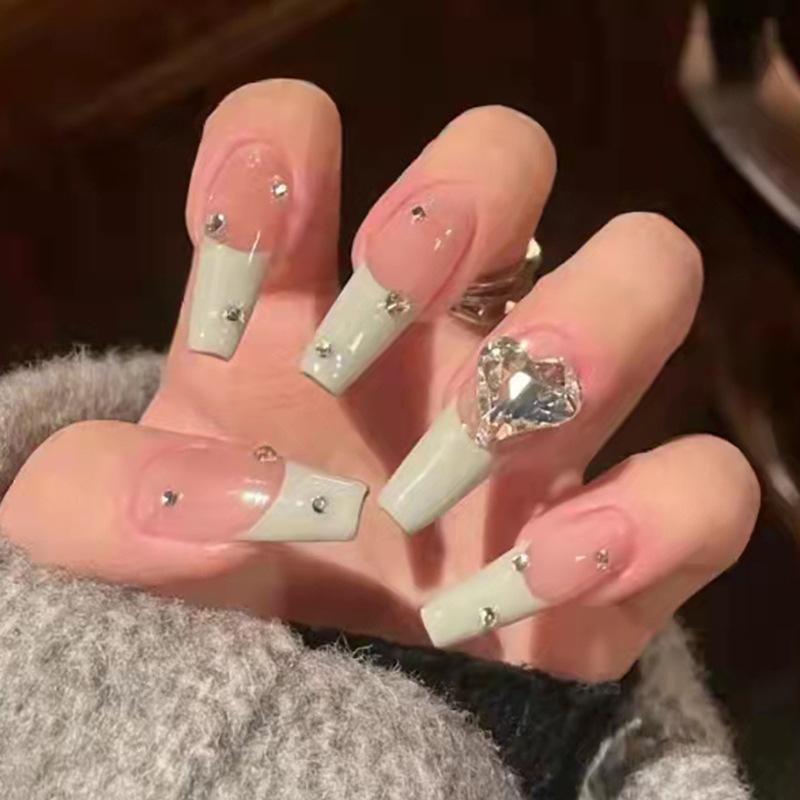 Buy Fake Nails Wear Armor Diamond Love HighEnd White Long Finished