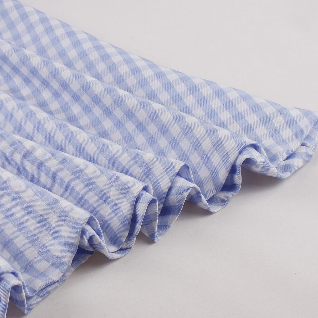 GMXIA Women's Hepburn Style Contrast Color Lapel Vintage Slim Lace-up Plaid Swing Mid-length Dress