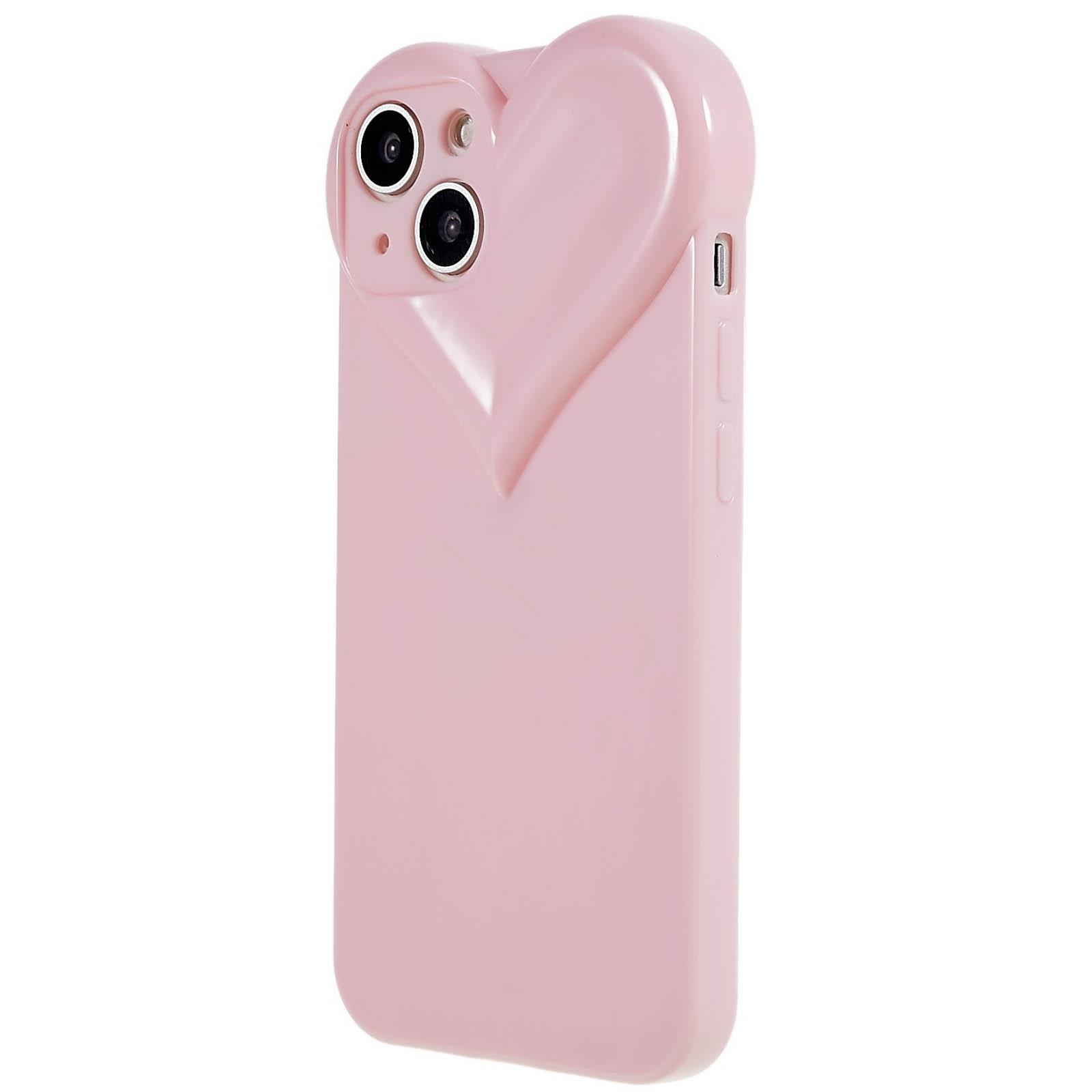 

Dustproof TPU Shell for iPhone 15,Heart Shaped Camera Protection Cell Phone Case Pink