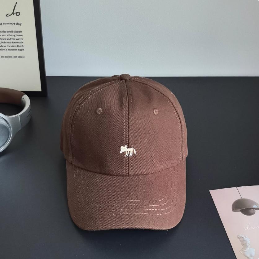Fox Embroidered Soft Top Baseball Cap Large Head Size Unisex Couple Sun Hat Spring Summer Casual Outdoor Peaked Cap