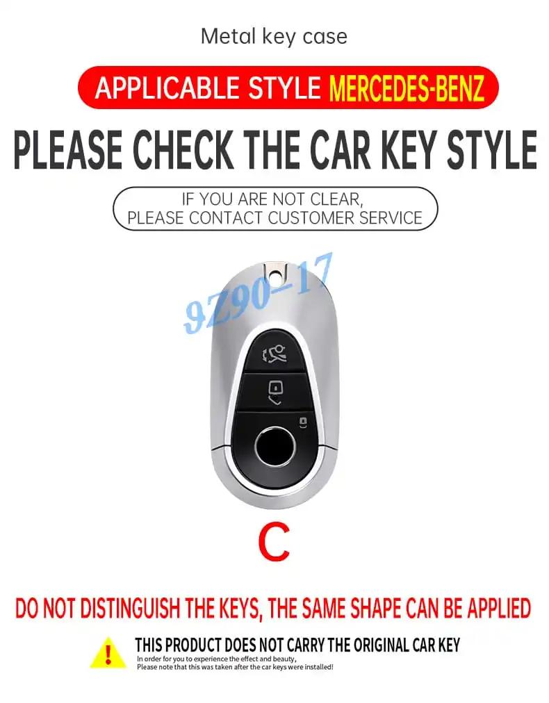 Metal Carbon Fiber Car Key Fob Case Cover Keychain For Mercedes Benz C E S Cle Glc Eqe Eqs Class 300 350 450 500 580 43