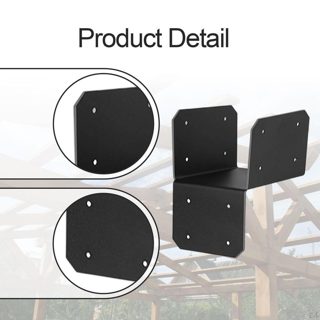 4 Pack Beam Connector to Roof, Mending Plate, Base Bracket for Wooden Structures