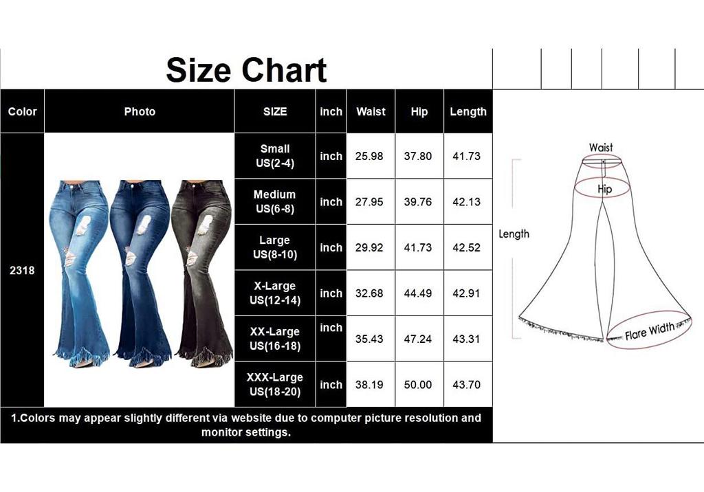 2022 European & American Women's High Elastic Ripped Flare Jeans