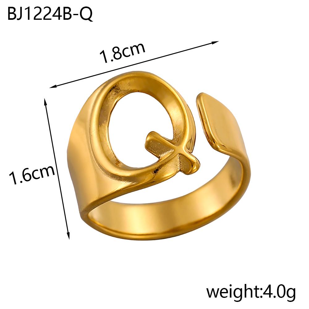 CARLIDANA Designer Initial Letters Alphabet Waterproof Gold Plated Non Tarnish Stainless Steel Fashion Jewelry Rings for Women