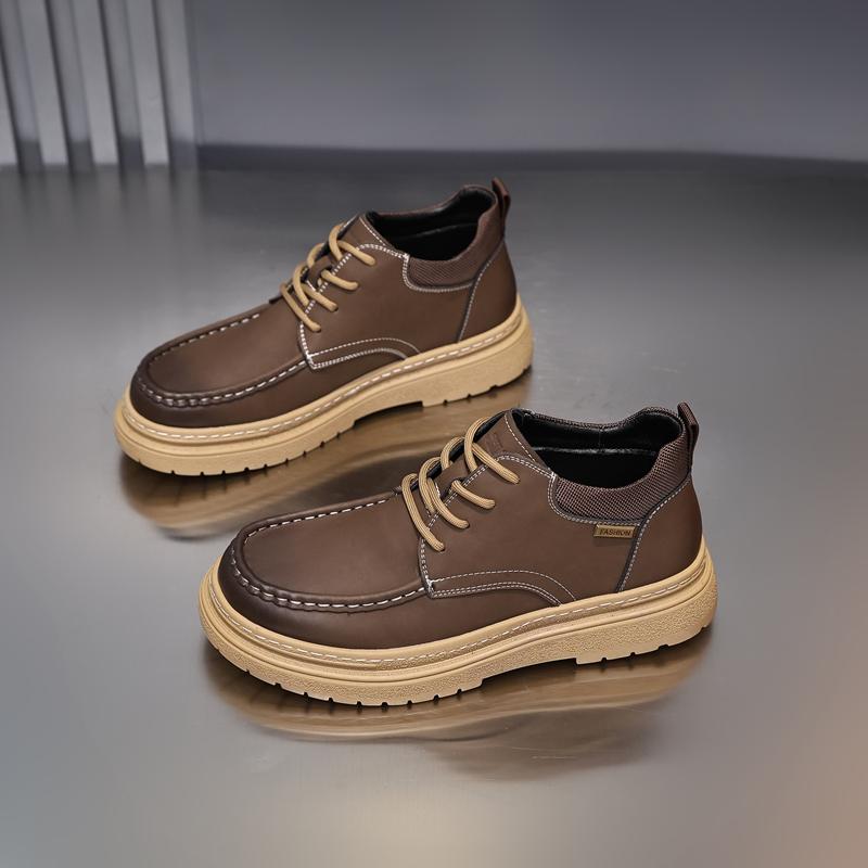 

Fashion Golden Sapling British Style Mens Genuine Leather Shoes Men Sewing Round Toe Ankle Boots Male Flats Businessman Footwear Trendy 38 темные хаки