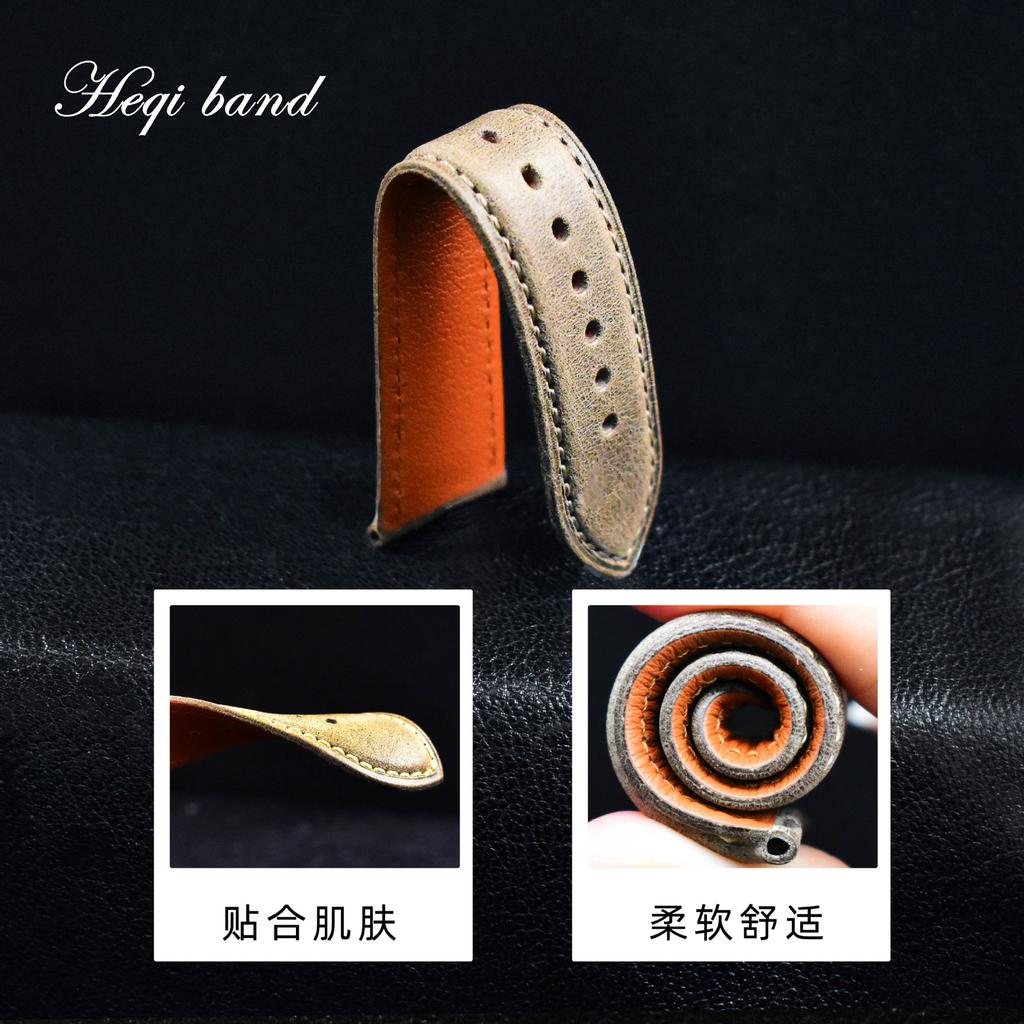 The First-Layer Cowhide Bracelet Is Suitable For Apple Watch S7 Strap Applewatch8 Genuine Leather Butterfly Buckle Strap.